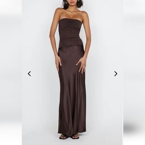 Bec+Bridge Dua Strapless Maxi Dress Mesh Bodice Satin Skirt